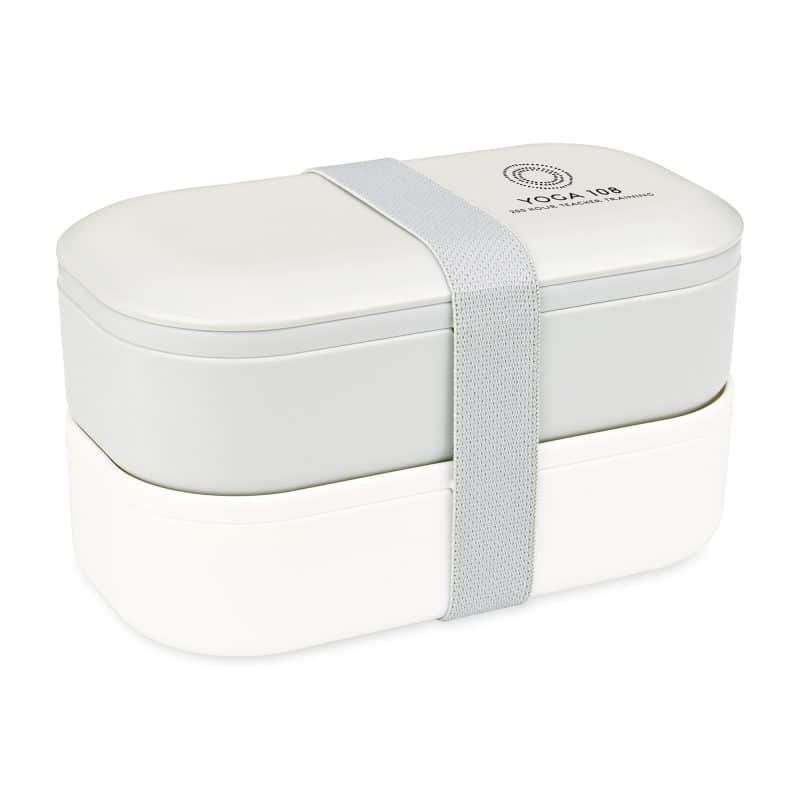 Custom Oishii Bento Box - Grey-Cream with Company Logo - Personalized Bulk Corporate Gift