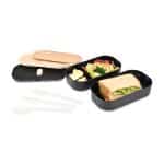 Custom Osaka Bento Lunch Box - Black with Company Logo - Personalized Bulk Corporate Gift - 2