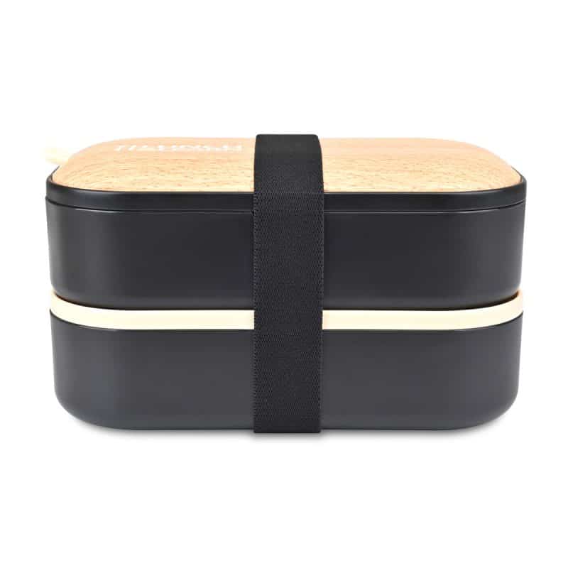 Custom Osaka Bento Lunch Box - Black with Company Logo - Personalized Bulk Corporate Gift - 3