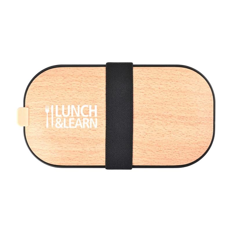 Custom Osaka Bento Lunch Box - Black with Company Logo - Personalized Bulk Corporate Gift - 5