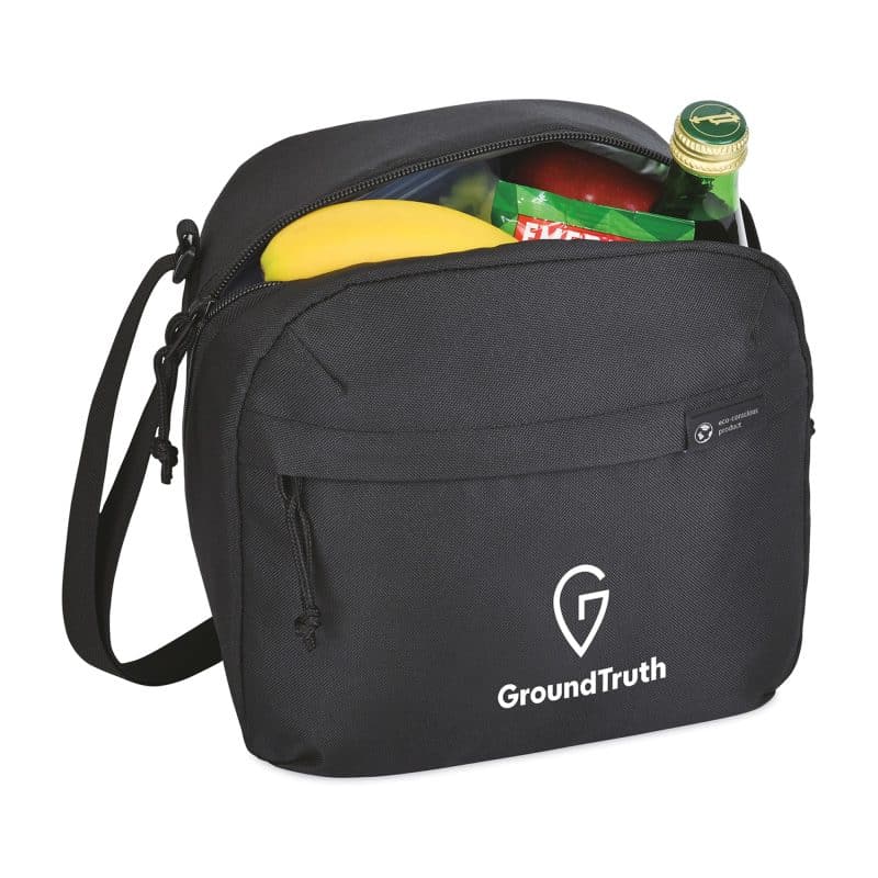 Custom Renew AWARE™ rPET Lunch Cooler - Black with Company Logo - Personalized Bulk Corporate Gift - 2