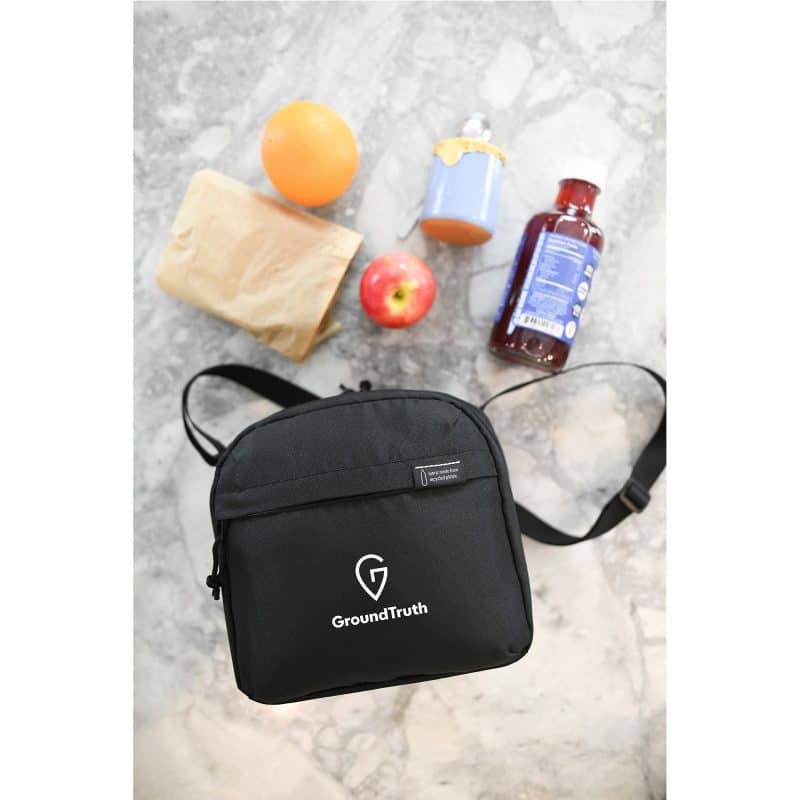 Custom Renew AWARE™ rPET Lunch Cooler - Black with Company Logo - Personalized Bulk Corporate Gift - 6