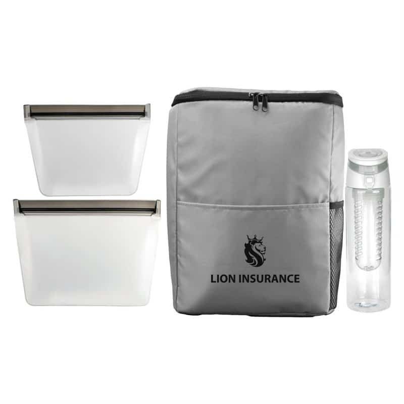 Custom Sporty RPET Food Storage and Drink Set with Company Logo - Personalized Bulk Corporate Gift - 6
