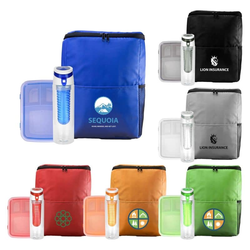 Custom Sporty RPET Lunch To Go & Drink Set with Company Logo - Personalized Bulk Corporate Gift
