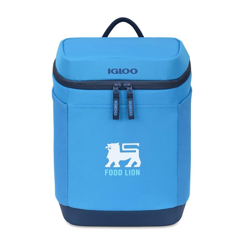 Custom Igloo® Day Chiller Backpack 12 Can Soft Cooler - Brilliant Blue with Company Logo - Personalized Bulk Corporate Gift