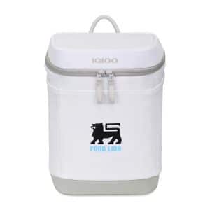 Custom Igloo® Day Chiller Backpack 12 Can Soft Cooler - Cloud White with Company Logo - Personalized Bulk Corporate Gift