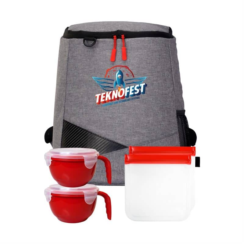 Custom Recycled Noodle & Sandwich Cooler Set with Company Logo - Personalized Bulk Corporate Gift - 6