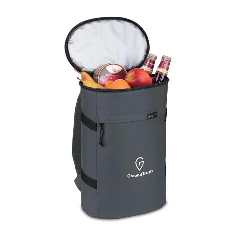 Custom Renew rPET Backpack Cooler - Durango Grey with Company Logo - Personalized Bulk Corporate Gift - 3