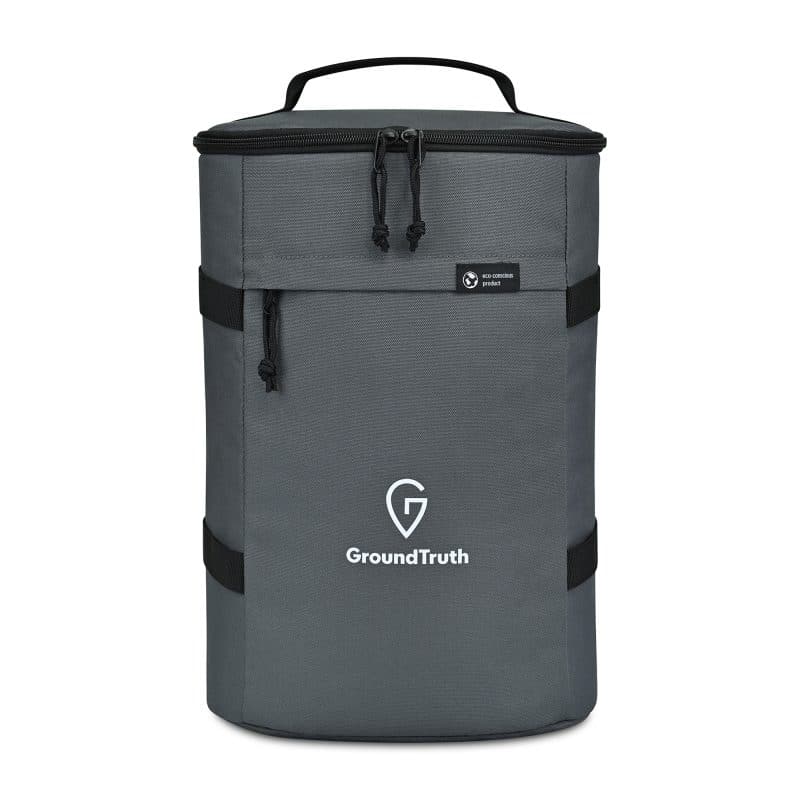 Custom Renew rPET Backpack Cooler - Durango Grey with Company Logo - Personalized Bulk Corporate Gift