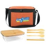 Custom Ridge Bamboo Lunch Cooler with Company Logo - Personalized Bulk Corporate Gift - 8