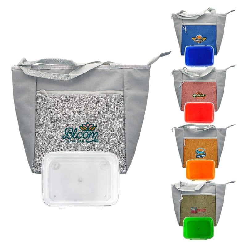 Custom Speck Clip Top Lunch Tote Set with Company Logo - Personalized Bulk Corporate Gift
