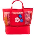 Custom 2" 1 Striped Mesh Beach Bag Cooler with Company Logo - Personalized Bulk Corporate Gift