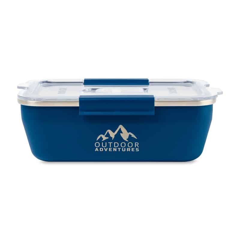 Custom RIGWA® Travel Bento Box 8x5 - Blue with Company Logo - Personalized Bulk Corporate Gift