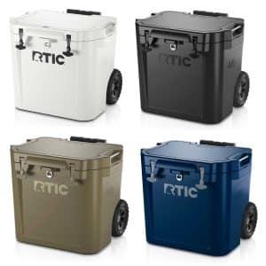 Custom RTIC® 45 QT Ultra-Tough Wheeled Cooler with Company Logo - Personalized Bulk Corporate Gift