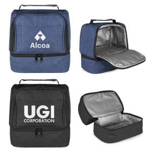 Custom CarryCool Double Deck Lunch Bag with Company Logo - Personalized Bulk Corporate Gift