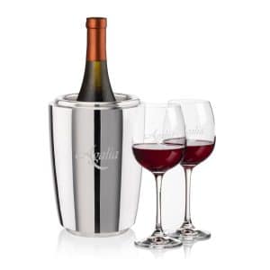 Custom Pescara Wine Cooler & Danforth Wine Set with Company Logo - Personalized Bulk Corporate Gift