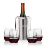 Custom Pescara Wine Cooler & Germain Stemless Wine Set with Company Logo - Personalized Bulk Corporate Gift - 2
