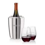 Custom Pescara Wine Cooler & Laurent Stemless Wine Set with Company Logo - Personalized Bulk Corporate Gift