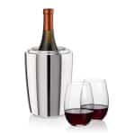 Custom Pescara Wine Cooler & Laurent Stemless Wine Set with Company Logo - Personalized Bulk Corporate Gift - 4