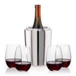 Custom Pescara Wine Cooler & Laurent Stemless Wine Set with Company Logo - Personalized Bulk Corporate Gift - 5