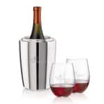 Custom Pescara Wine Cooler & Redmond Stemless Wine Set with Company Logo - Personalized Bulk Corporate Gift