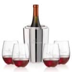 Custom Pescara Wine Cooler & Redmond Stemless Wine Set with Company Logo - Personalized Bulk Corporate Gift - 2