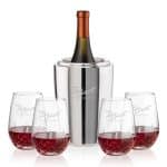 Custom Pescara Wine Cooler & Templeton Stemless Wine Set with Company Logo - Personalized Bulk Corporate Gift - 2