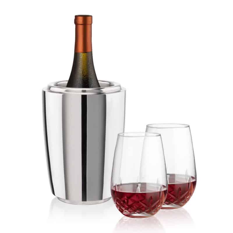 Custom Pescara Wine Cooler & Templeton Stemless Wine Set with Company Logo - Personalized Bulk Corporate Gift - 4