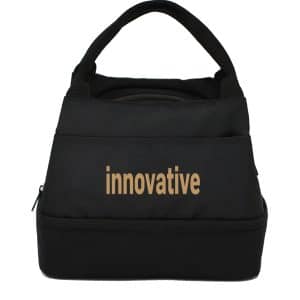 Custom Eco Friendly Two Compartment Lunch Cooler Tote Bag with Company Logo - Personalized Bulk Corporate Gift