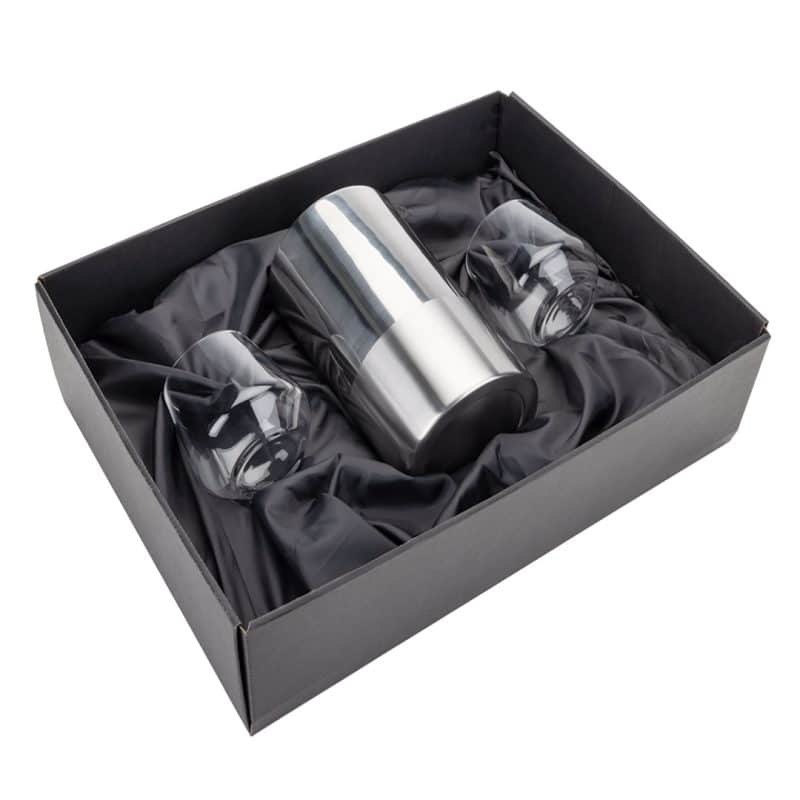 Custom Catania Wine Cooler & Boston Stemless Wine Set with Company Logo - Personalized Bulk Corporate Gift - 1