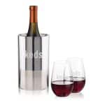 Custom Catania Wine Cooler & Boston Stemless Wine Set with Company Logo - Personalized Bulk Corporate Gift