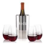 Custom Catania Wine Cooler & Boston Stemless Wine Set with Company Logo - Personalized Bulk Corporate Gift - 2