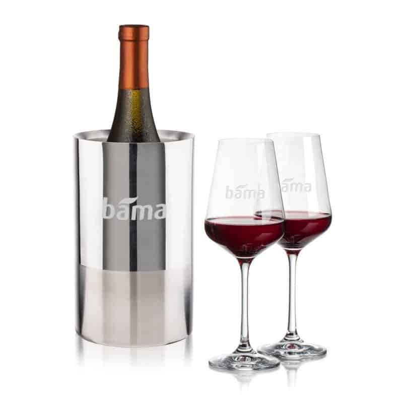 Custom Catania Wine Cooler & Breckland Wine Set with Company Logo - Personalized Bulk Corporate Gift