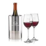 Custom Catania Wine Cooler & Burlington Wine Set with Company Logo - Personalized Bulk Corporate Gift