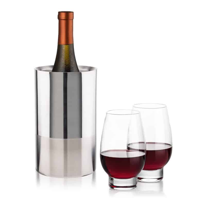 Custom Catania Wine Cooler & Glenarden Stemless Wine Set with Company Logo - Personalized Bulk Corporate Gift - 4