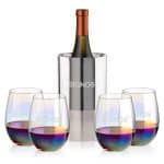 Custom Catania Wine Cooler & Miami Stemless Wine Set with Company Logo - Personalized Bulk Corporate Gift - 2