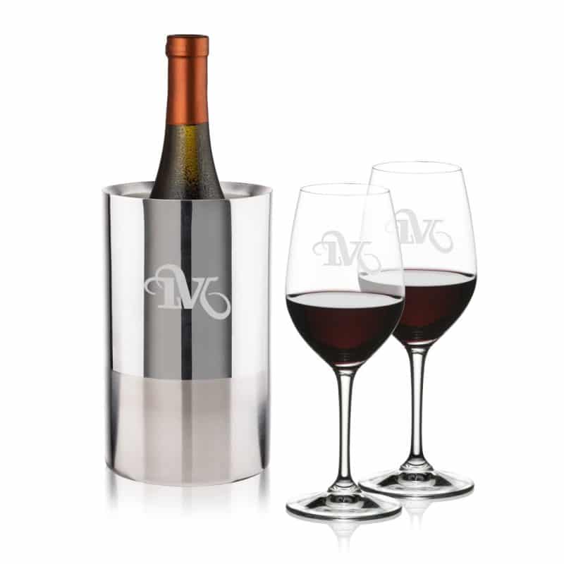 Custom Catania Wine Cooler & RIEDEL Oenologue Wine Set with Company Logo - Personalized Bulk Corporate Gift