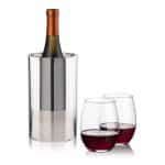 Custom Catania Wine Cooler & Stanford Stemless Wine Set with Company Logo - Personalized Bulk Corporate Gift - 4