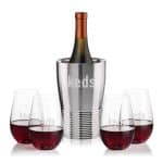 Custom Genoa Wine Cooler & Boston Stemless Wine Set with Company Logo - Personalized Bulk Corporate Gift - 2