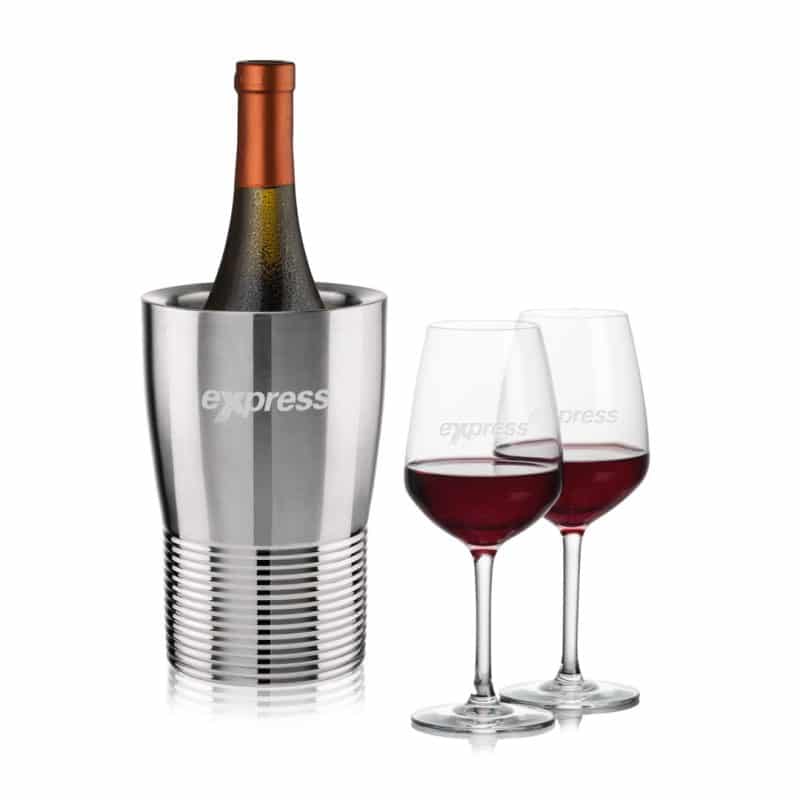 Custom Genoa Wine Cooler & Mandelay Wine Set with Company Logo - Personalized Bulk Corporate Gift