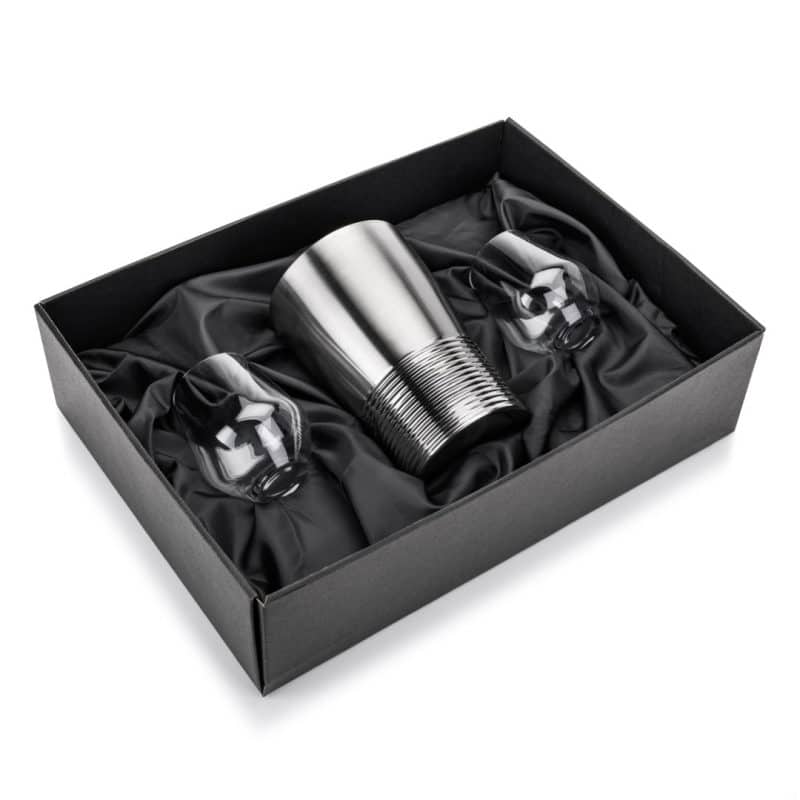 Custom Genoa Wine Cooler & Oldham Stemless Wine Set with Company Logo - Personalized Bulk Corporate Gift - 1