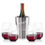 Custom Genoa Wine Cooler & Oldham Stemless Wine Set with Company Logo - Personalized Bulk Corporate Gift - 2