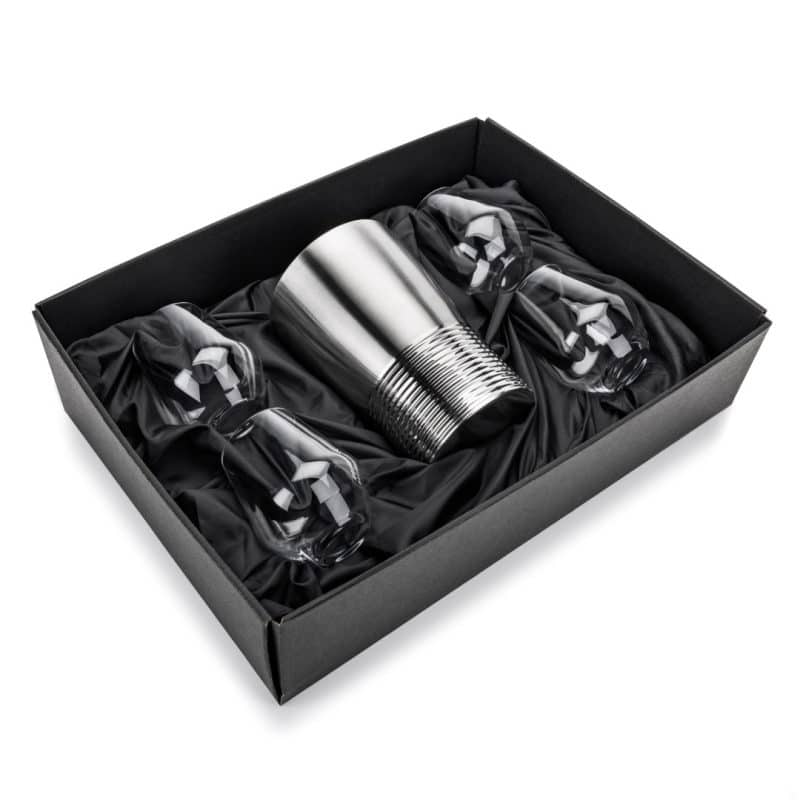 Custom Genoa Wine Cooler & Oldham Stemless Wine Set with Company Logo - Personalized Bulk Corporate Gift - 3