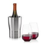Custom Genoa Wine Cooler & Oldham Stemless Wine Set with Company Logo - Personalized Bulk Corporate Gift - 4