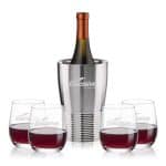 Custom Genoa Wine Cooler & Salem Stemless Wine Set with Company Logo - Personalized Bulk Corporate Gift - 2