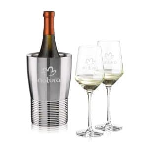 Custom Genoa Wine Cooler & Tucson Wine Set with Company Logo - Personalized Bulk Corporate Gift