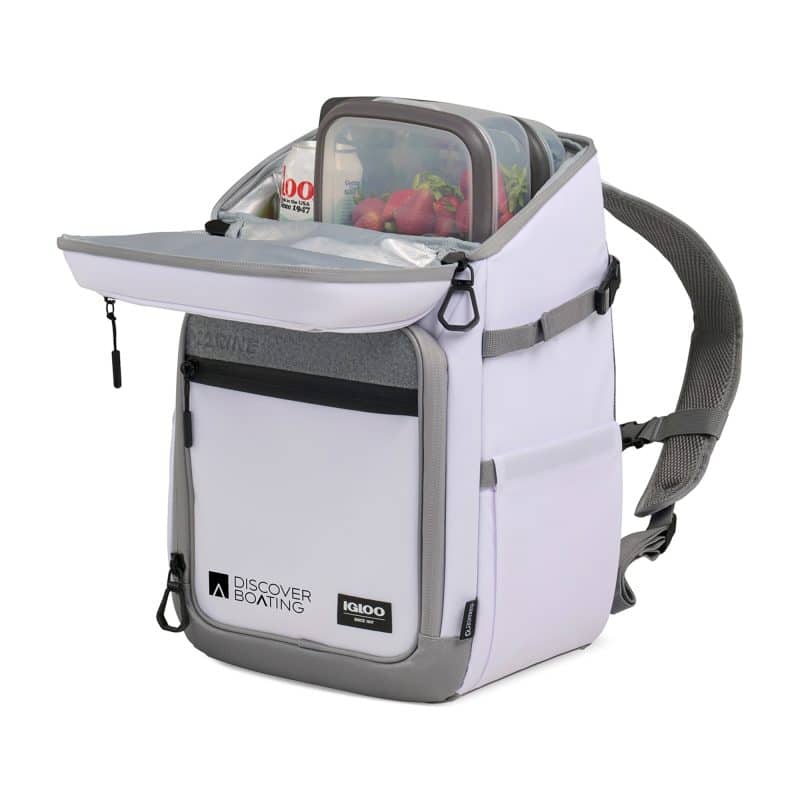 Custom Igloo® Marine 30 Can Backpack Cooler - White with Company Logo - Personalized Bulk Corporate Gift - 6