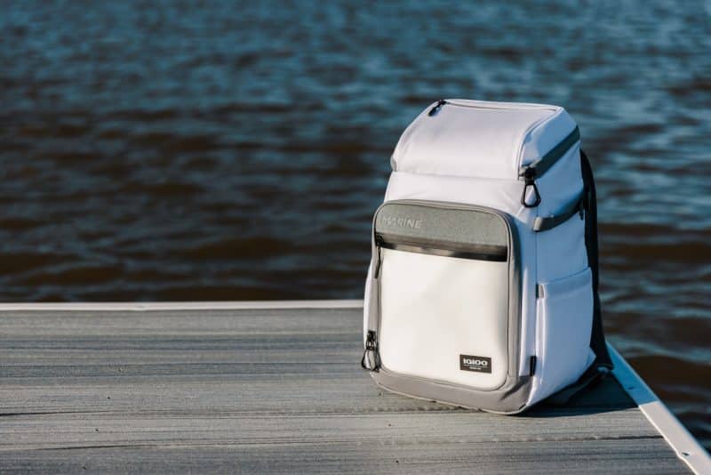 Custom Igloo® Marine 30 Can Backpack Cooler - White with Company Logo - Personalized Bulk Corporate Gift - 9