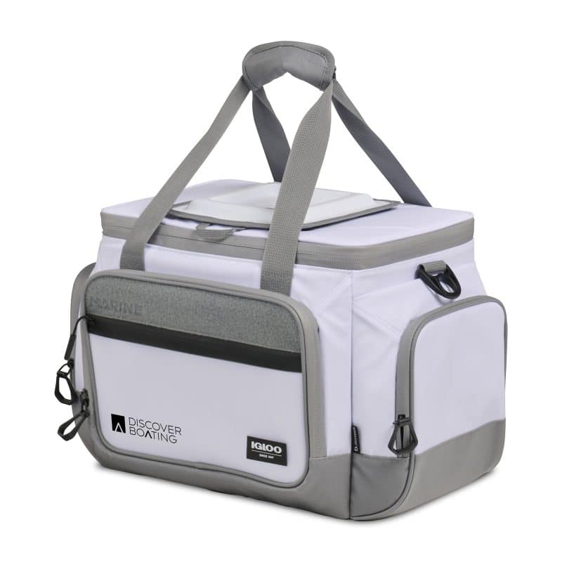 Custom Igloo® Marine 30 Can Square Cooler - White with Company Logo - Personalized Bulk Corporate Gift - 9