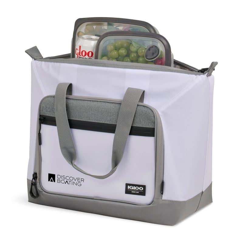 Custom Igloo® Marine 30 Can Tote Cooler - White with Company Logo - Personalized Bulk Corporate Gift - 6